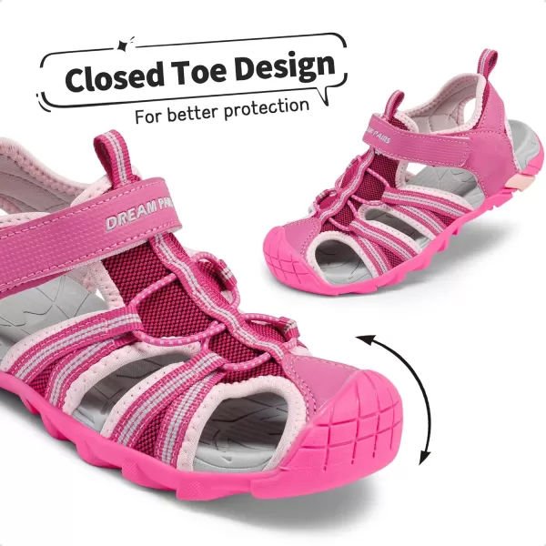 imageDREAM PAIRS Boys Girls Outdoor Summer SandalsFuchsia Shell Pink