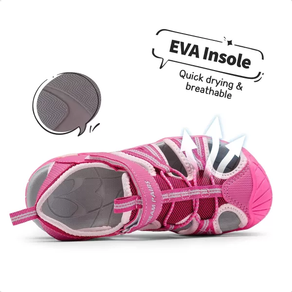 imageDREAM PAIRS Boys Girls Outdoor Summer SandalsFuchsia Shell Pink