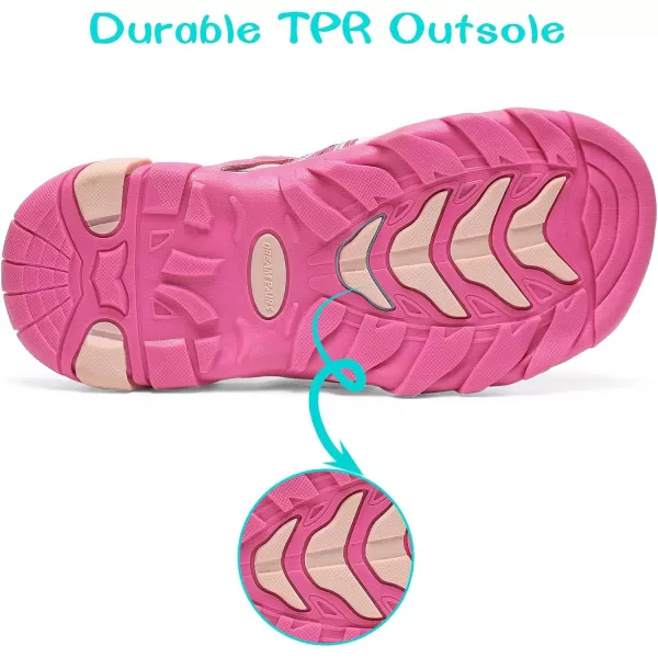 imageDREAM PAIRS Boys Girls Outdoor Summer SandalsFuchsia Shell Pink