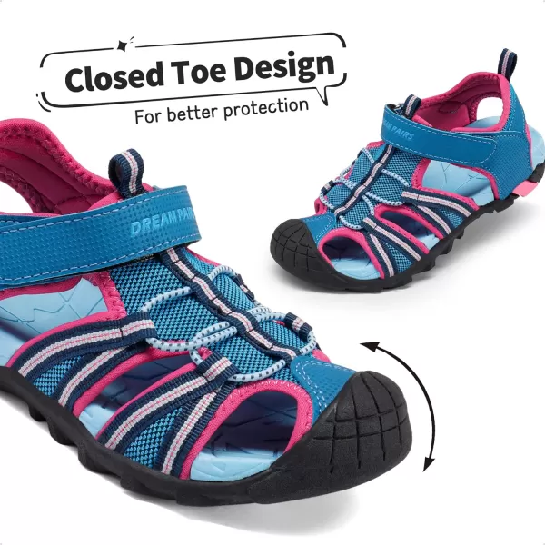 imageDREAM PAIRS Boys Girls Outdoor Summer SandalsNavy Fuchsia Mint