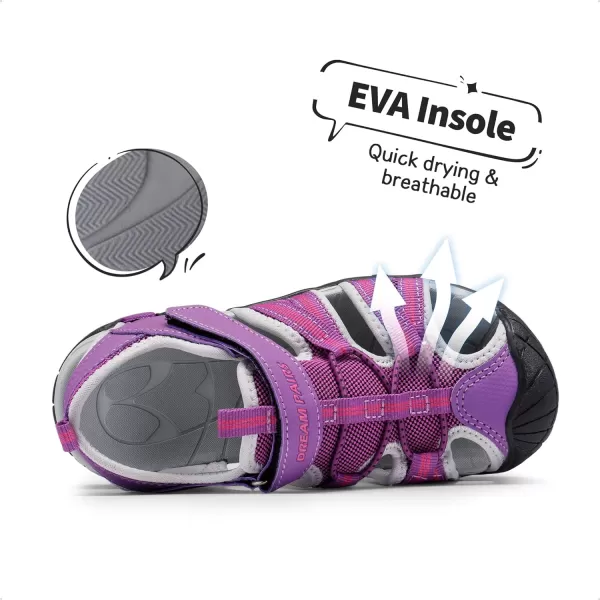 imageDREAM PAIRS Boys Girls Outdoor Summer SandalsPurple Fuchsia Light Grey