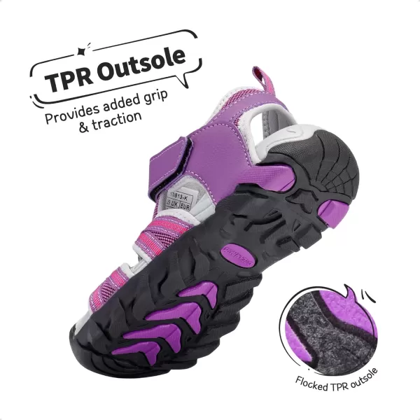 imageDREAM PAIRS Boys Girls Outdoor Summer SandalsPurple Fuchsia Light Grey