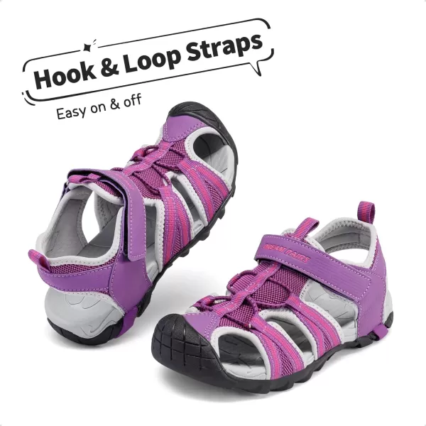 imageDREAM PAIRS Boys Girls Outdoor Summer SandalsPurple Fuchsia Light Grey