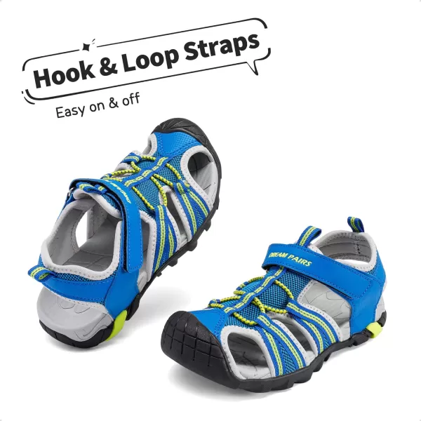 imageDREAM PAIRS Boys Girls Outdoor Summer SandalsRoyal Neon Green Light Grey