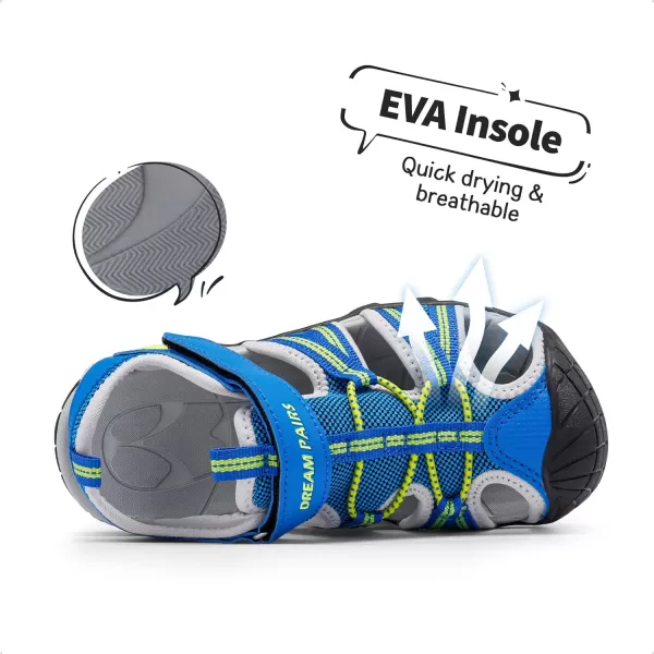 imageDREAM PAIRS Boys Girls Outdoor Summer SandalsRoyal Neon Green Light Grey