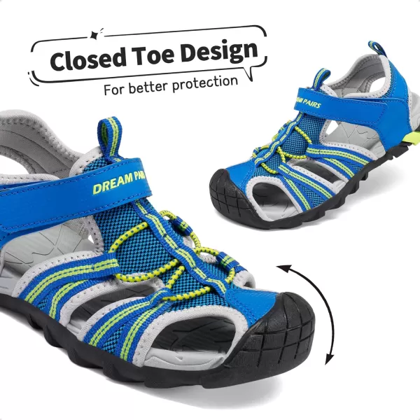 imageDREAM PAIRS Boys Girls Outdoor Summer SandalsRoyal Neon Green Light Grey