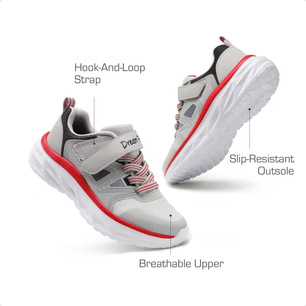 imageDREAM PAIRS Boys Girls Running Shoes Kids Tennis Shoes Sneakers with Hook and Loop Athletic Shoes for Little KidBig KidGrey