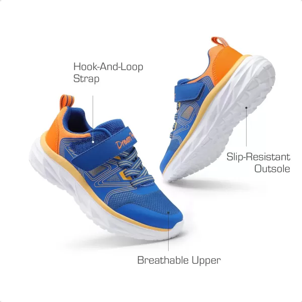imageDREAM PAIRS Boys Girls Running Shoes Kids Tennis Shoes Sneakers with Hook and Loop Athletic Shoes for Little KidBig KidRoyal BlueOrange