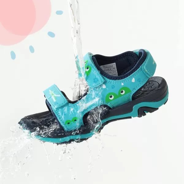 imageDREAM PAIRS Boys Girls Sandals OpenToe Summer Outdoor Sport Sandals ToddlerLittle KidBlueCrocodile