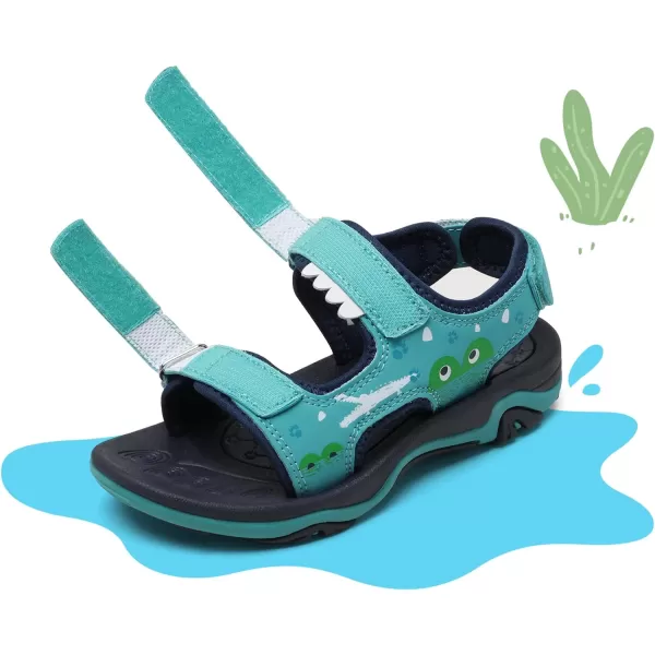 imageDREAM PAIRS Boys Girls Sandals OpenToe Summer Outdoor Sport Sandals ToddlerLittle KidBlueCrocodile