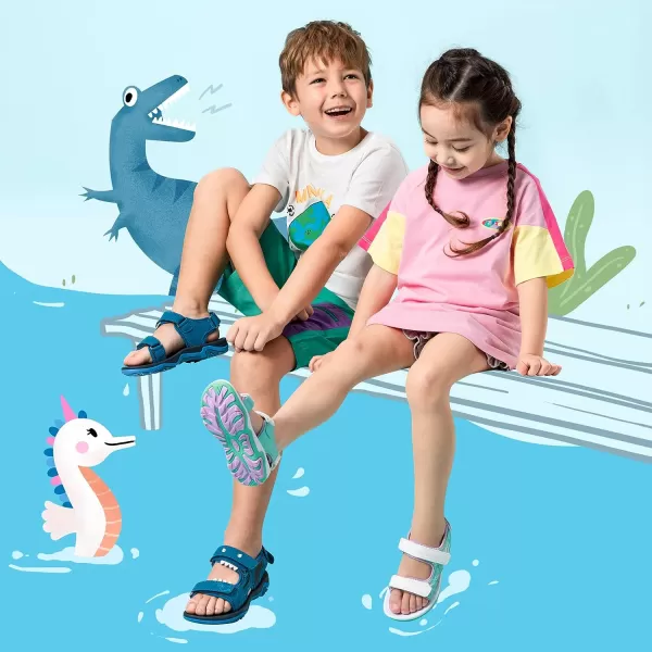 imageDREAM PAIRS Boys Girls Sandals OpenToe Summer Outdoor Sport Sandals ToddlerLittle KidBluePurpleHippocampus