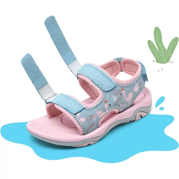 imageDREAM PAIRS Boys Girls Sandals OpenToe Summer Outdoor Sport Sandals ToddlerLittle KidPinkBlueFlamingo