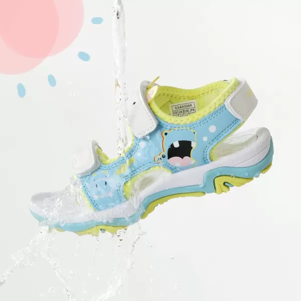 imageDREAM PAIRS Boys Girls Sandals OpenToe Summer Outdoor Sport Sandals ToddlerLittle KidWhiteBlueYellowHippo