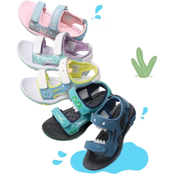 imageDREAM PAIRS Boys Girls Sandals OpenToe Summer Outdoor Sport Sandals ToddlerLittle KidWhiteBlueYellowHippo