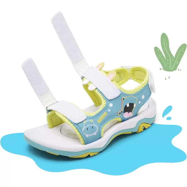 imageDREAM PAIRS Boys Girls Sandals OpenToe Summer Outdoor Sport Sandals ToddlerLittle KidWhiteBlueYellowHippo
