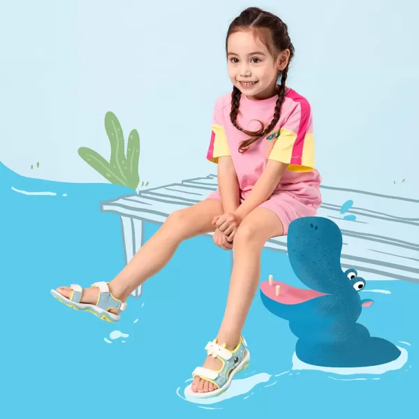 imageDREAM PAIRS Boys Girls Sandals OpenToe Summer Outdoor Sport Sandals ToddlerLittle KidWhiteBlueYellowHippo