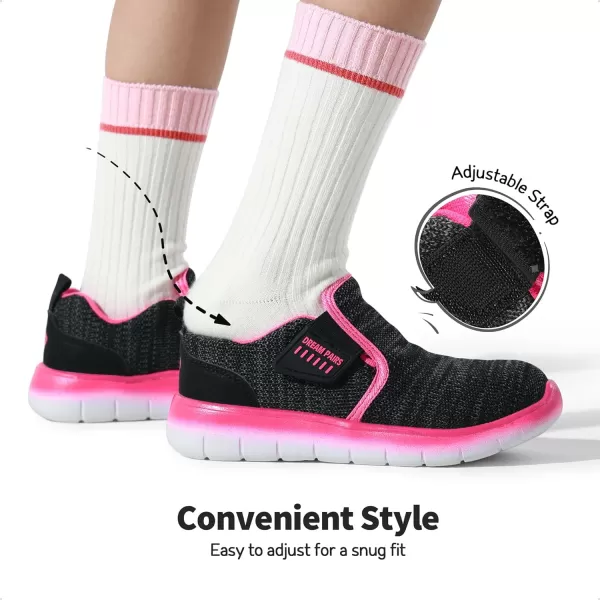 imageDREAM PAIRS Boys Girls Shoes Kids Slip on Tennis Running Athletic Sports Sneakers for Little KidBig KidBlackFuchsia