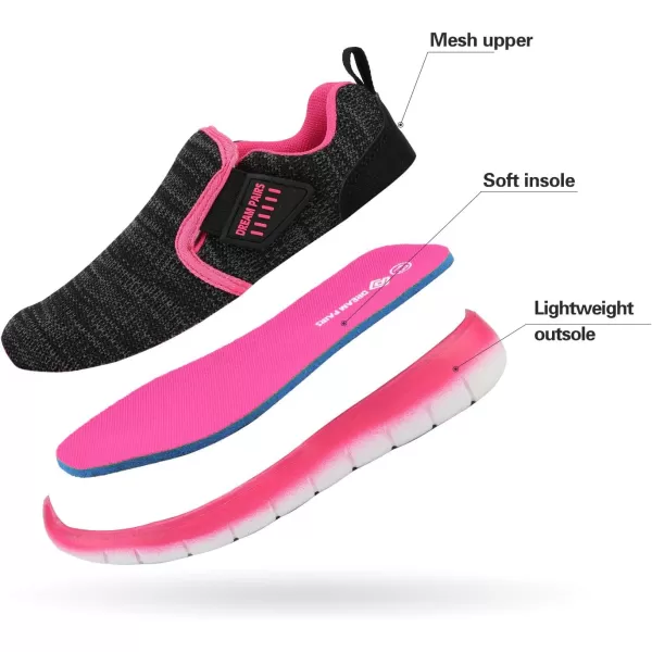 imageDREAM PAIRS Boys Girls Shoes Kids Slip on Tennis Running Athletic Sports Sneakers for Little KidBig KidBlackFuchsia