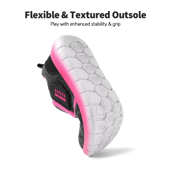 imageDREAM PAIRS Boys Girls Shoes Kids Slip on Tennis Running Athletic Sports Sneakers for Little KidBig KidBlackFuchsia