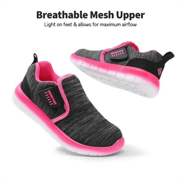 imageDREAM PAIRS Boys Girls Shoes Kids Slip on Tennis Running Athletic Sports Sneakers for Little KidBig KidBlackFuchsia