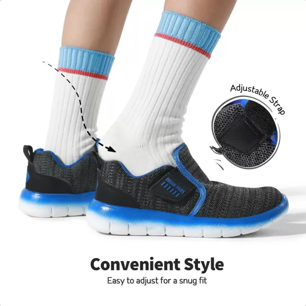 imageDREAM PAIRS Boys Girls Shoes Kids Slip on Tennis Running Athletic Sports Sneakers for Little KidBig KidBlackGreyRoyal