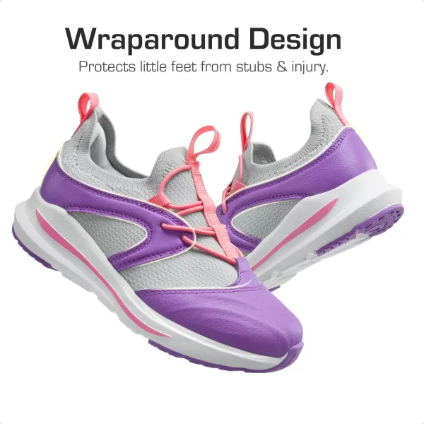 imageDREAM PAIRS Boys Girls Shoes Kids Tennis Athletic Running Walking Lightweight Slip on Sneakers Durastep Series for LittleBig KidPurplePinkLight Grey