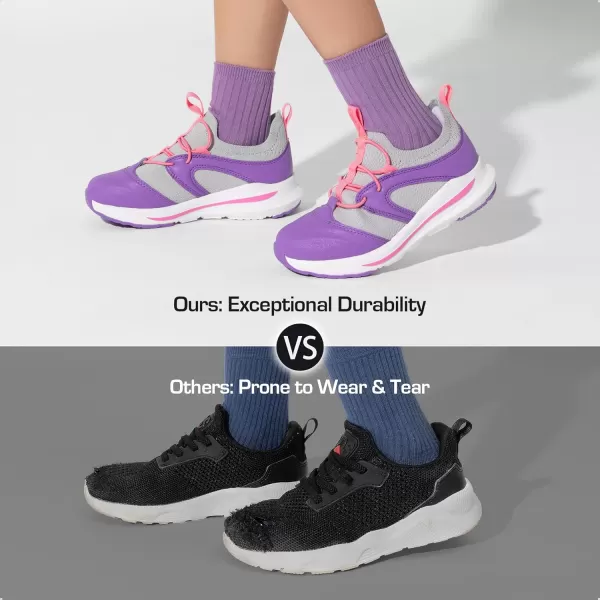 imageDREAM PAIRS Boys Girls Shoes Kids Tennis Athletic Running Walking Lightweight Slip on Sneakers Durastep Series for LittleBig KidPurplePinkLight Grey