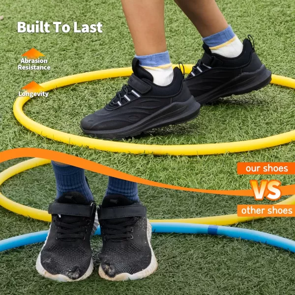 imageDREAM PAIRS Boys Girls Shoes Kids Tennis Running Athletic Protective Walking Sneakers Durastep Series for LittleBig KidAll Black