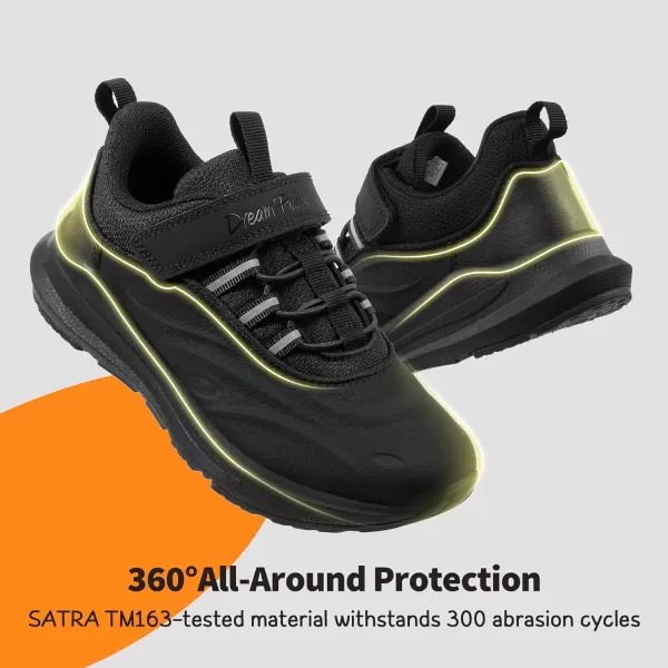 imageDREAM PAIRS Boys Girls Shoes Kids Tennis Running Athletic Protective Walking Sneakers Durastep Series for LittleBig KidAll Black