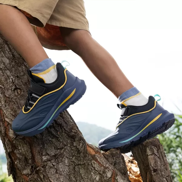 imageDREAM PAIRS Boys Girls Shoes Kids Tennis Running Athletic Protective Walking Sneakers Durastep Series for LittleBig KidDark BlueBlack