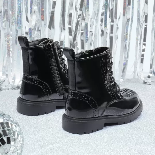 imageDREAM PAIRS Boys Girls Side Zipper Combat Ankle BootsToddlerLittle KidBlack