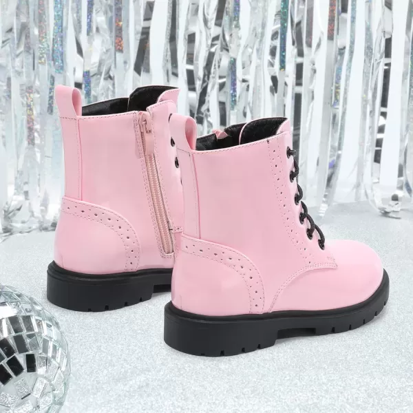 imageDREAM PAIRS Boys Girls Side Zipper Combat Ankle BootsToddlerLittle KidPink