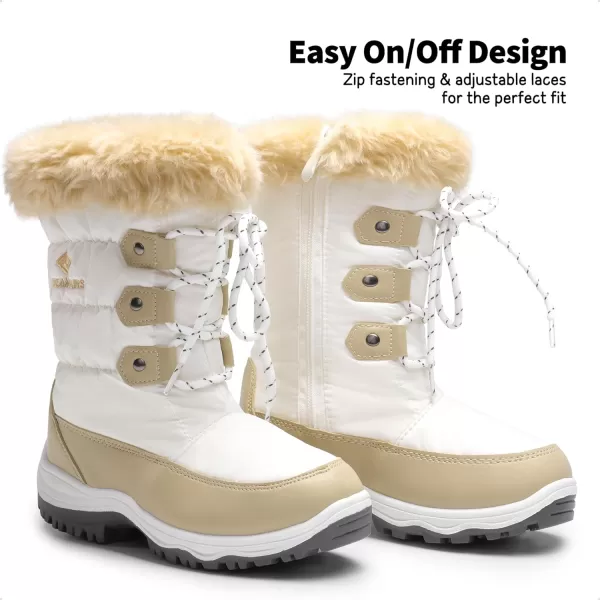 imageDREAM PAIRS Boys Girls Slip Resistant Faux Fur Lined Knee High Winter Snow BootsBeige White