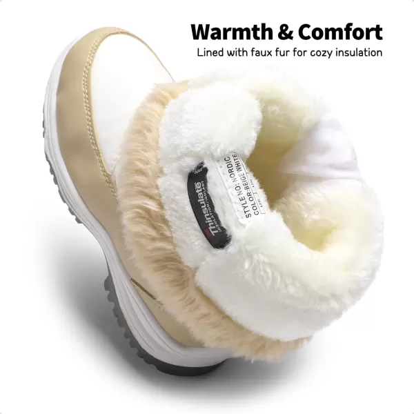 imageDREAM PAIRS Boys Girls Slip Resistant Faux Fur Lined Knee High Winter Snow BootsBeige White