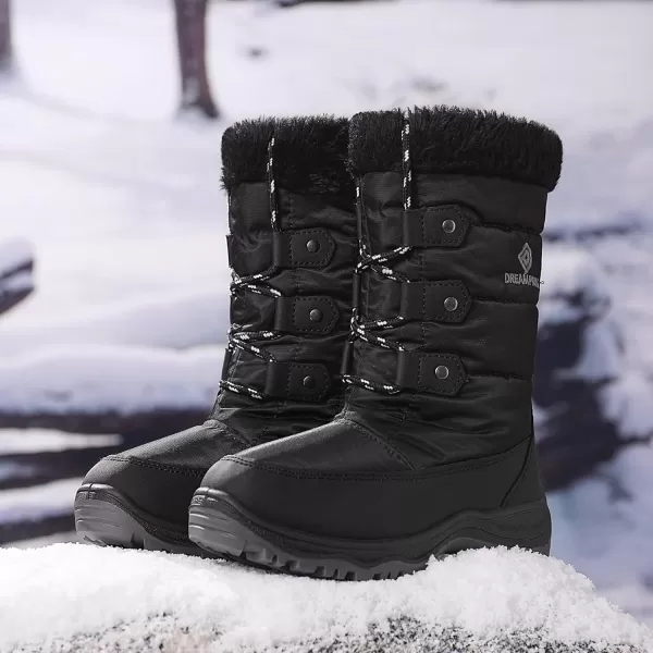 imageDREAM PAIRS Boys Girls Slip Resistant Faux Fur Lined Knee High Winter Snow BootsBlack