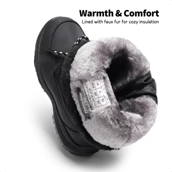 imageDREAM PAIRS Boys Girls Slip Resistant Faux Fur Lined Knee High Winter Snow BootsBlack