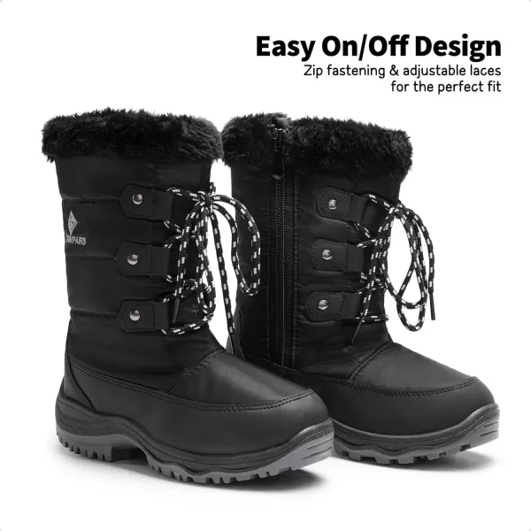 imageDREAM PAIRS Boys Girls Slip Resistant Faux Fur Lined Knee High Winter Snow BootsBlack