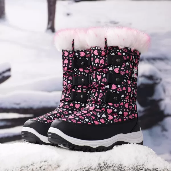 imageDREAM PAIRS Boys Girls Slip Resistant Faux Fur Lined Knee High Winter Snow BootsBlackPink