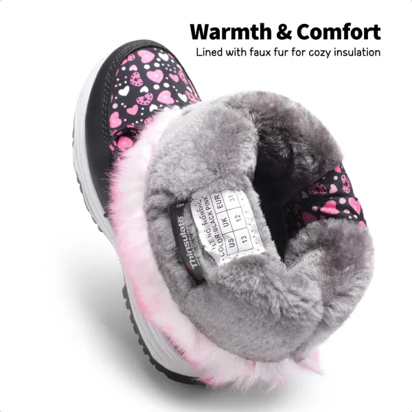 imageDREAM PAIRS Boys Girls Slip Resistant Faux Fur Lined Knee High Winter Snow BootsBlackPink