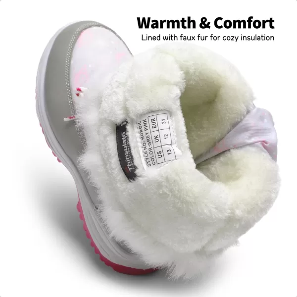 imageDREAM PAIRS Boys Girls Slip Resistant Faux Fur Lined Knee High Winter Snow BootsGreyPink