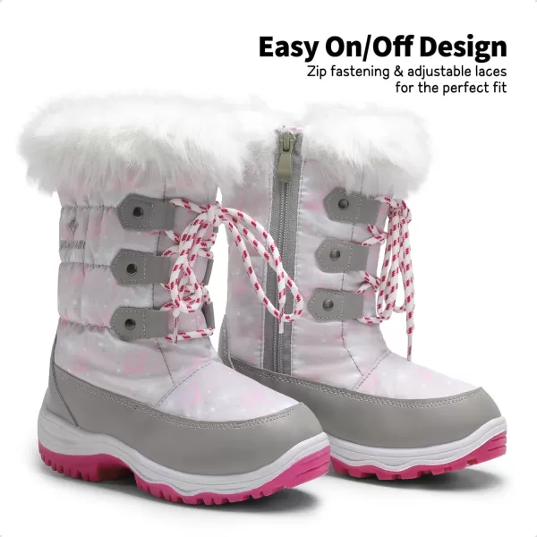 imageDREAM PAIRS Boys Girls Slip Resistant Faux Fur Lined Knee High Winter Snow BootsGreyPink