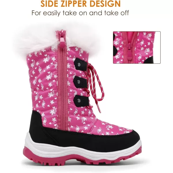imageDREAM PAIRS Boys Girls Slip Resistant Faux Fur Lined Knee High Winter Snow BootsPink