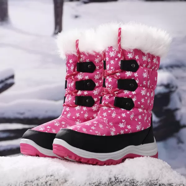 imageDREAM PAIRS Boys Girls Slip Resistant Faux Fur Lined Knee High Winter Snow BootsPink