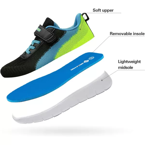 imageDREAM PAIRS Boys Girls Sneaker Athletic Tennis Running ShoesBlackBlueNeonGreen