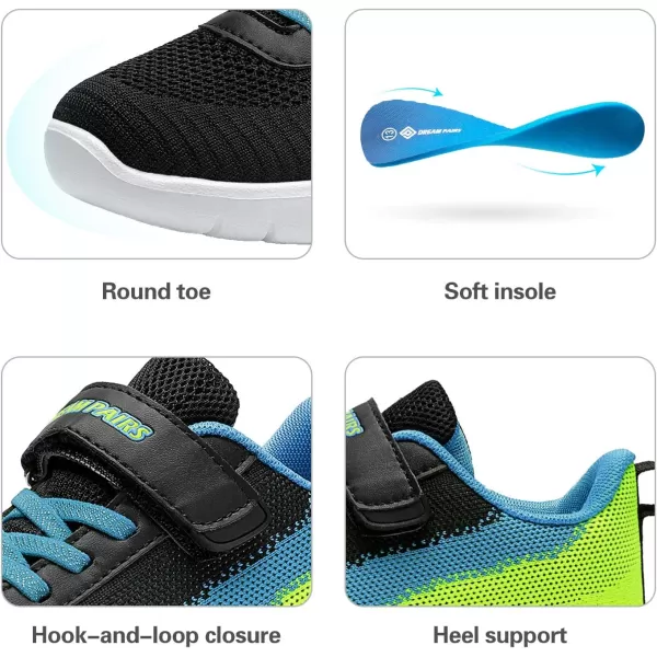 imageDREAM PAIRS Boys Girls Sneaker Athletic Tennis Running ShoesBlackBlueNeonGreen