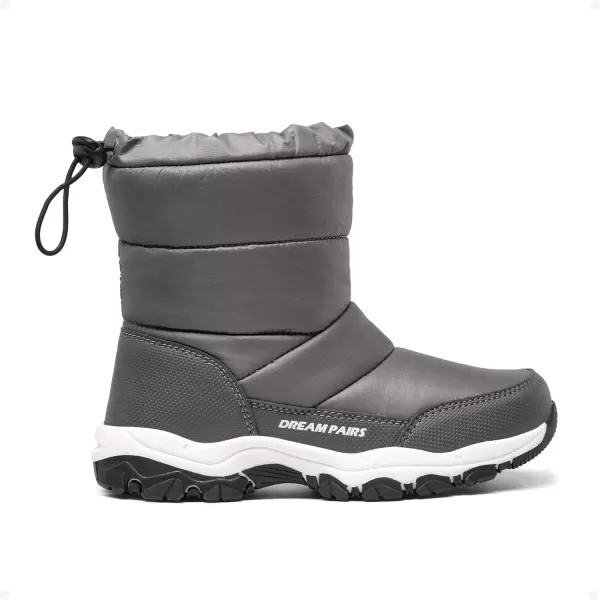 imageDREAM PAIRS Boys Girls Snow Boots Lightweight Slip Resistant Mid Calf Winter Shoes LittleBig KidDark Gray
