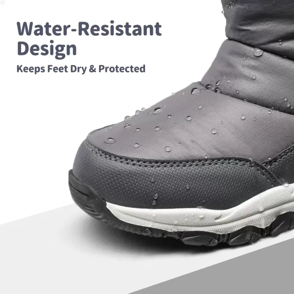 imageDREAM PAIRS Boys Girls Snow Boots Lightweight Slip Resistant Mid Calf Winter Shoes LittleBig KidDark Gray