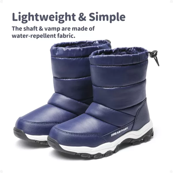 imageDREAM PAIRS Boys Girls Snow Boots Lightweight Slip Resistant Mid Calf Winter Shoes LittleBig KidNavy