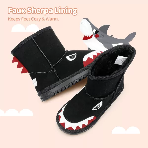 imageDREAM PAIRS Boys Girls Snow Boots ToddlerLittle Kids Winter Cute ShoesBlackShark