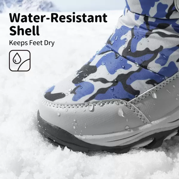 imageDREAM PAIRS Boys Girls Snow Boots Waterproof Hook and Loop Mid Calf Faux Fur Lining Winter Shoes for LittleBig KidsCamouflageBlue